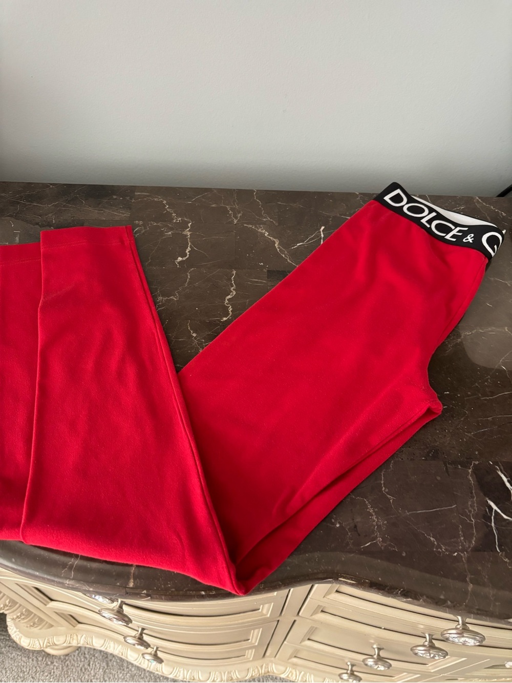 Women’s Dolce & Gabbana Red Logo Waistband Leggings